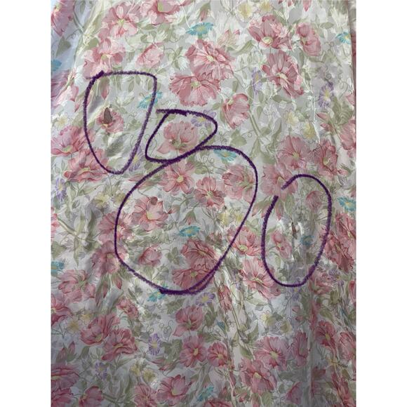 VTG Robinson’s Pink & Blue Floral Silky V Neck Long MuMu Grandma Nightgown Large - Picture 3 of 12